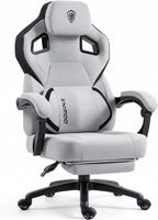 Dowinx Big and Tall Gaming Chair with Footrest, Gray | Breathable woven fabric with lumbar support and extra-wide seat back; big-and-tall frame fits larger, heavier users.