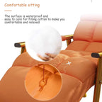 Rocking Chair, Adjustable Backrest Chair with Side Pockets, Side Armchairs for Balcony Porch Patio(Orange+Gold Legs)