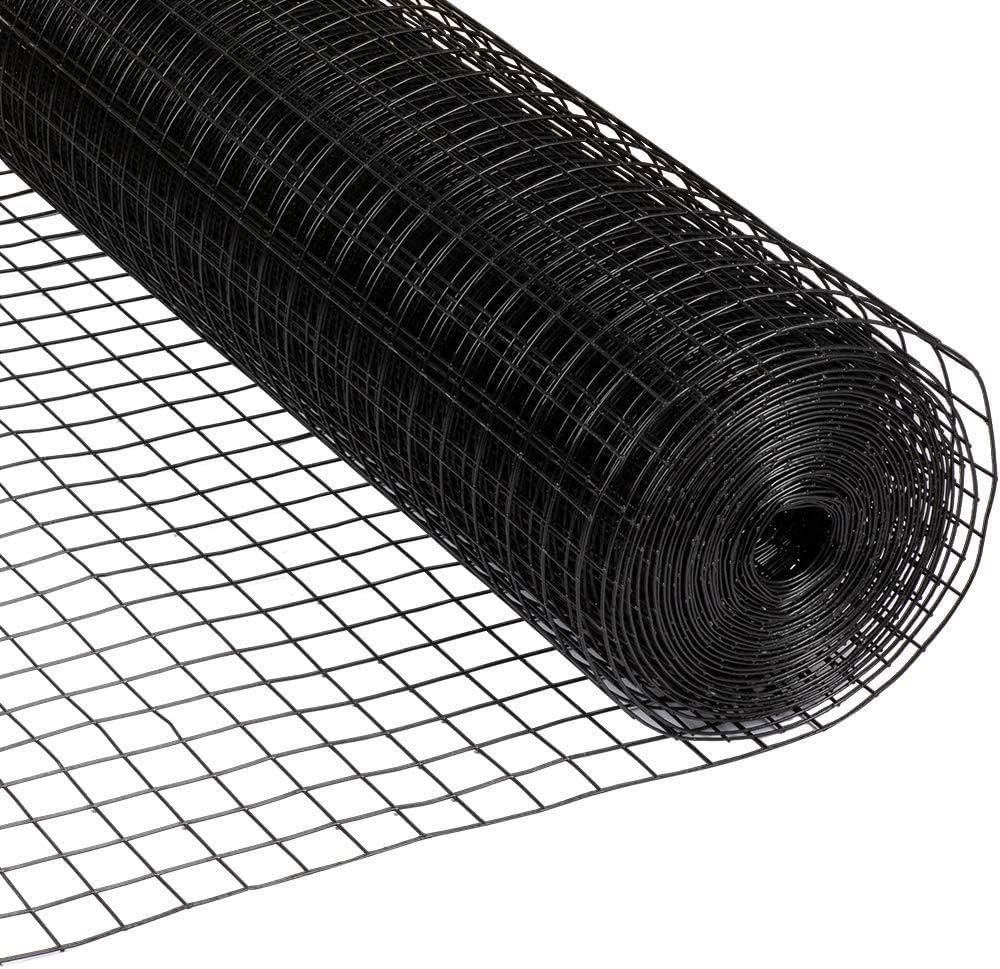 Fencer Wire 16 Gauge Black Vinyl Coated Welded Wire Mesh Size 1.5 inch by 1.5 inch (2 ft. x 50 ft.)