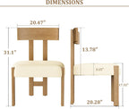 Okeysen Set of 4 Mid-Century Modern Dining Chair, Armless Round Boucle Upholstered Kitchen Chairs with Wooden Legs and Back, Farmhouse Dining Room Accent Chairs, White
