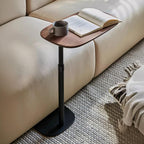 Modern C Shaped Side Table, with Adjustable Height and Swivel Top Sofa Table, Laptop Table for Living Room, Bedroom, Study and Small Spaces, Walnut Wood