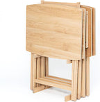 PJ Wood XL Oversize Tray Table, Natural Wood, 5-Pack | 33.2 lb Capacity, Rectangular Shape, Foldable Design, Space-Saving Storage