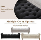 Chifee & Vingol 65" Storage Ottoman Bench Upholstered End of Bed Bench Modern Entryway Benches Double Openings Window Benches for Bedroom Living Room Entryway,Black