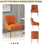 Dining Chairs,Modern Living Room Chairs, Velvet Upholstered Dining Room Chairs with Gold Legs,Tufted Accent Chair Set of 4 for Reception Room Bedroom Study Room(Orange)