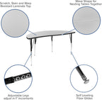 Flash Furniture Emmy 2 Piece 86" Oval Wave Flexible Grey Thermal Laminate Activity Table Set - Standard Height Adjustable Legs | Height Adjustable, Flexible, Durable Construction, Commercial Use