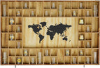68 Large World Map Shot Glass Display Case Rustic Shot Glass Holder 37x 24.4in Brown Wood Shelf for 2 Different Sizes Glasses Shelf Wall Mount Storage Cabinet for Bar Home Kitchen