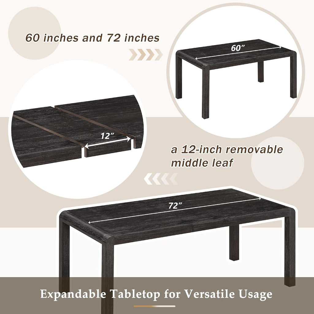 LUMISOL 6-Piece Solid Wood Dining Table Set, Extendable Kitchen Table Set for 4-6 with 4 Upholstered Chairs and 1 Bench for Kitchen, Dining Room, Living Room, Espresso