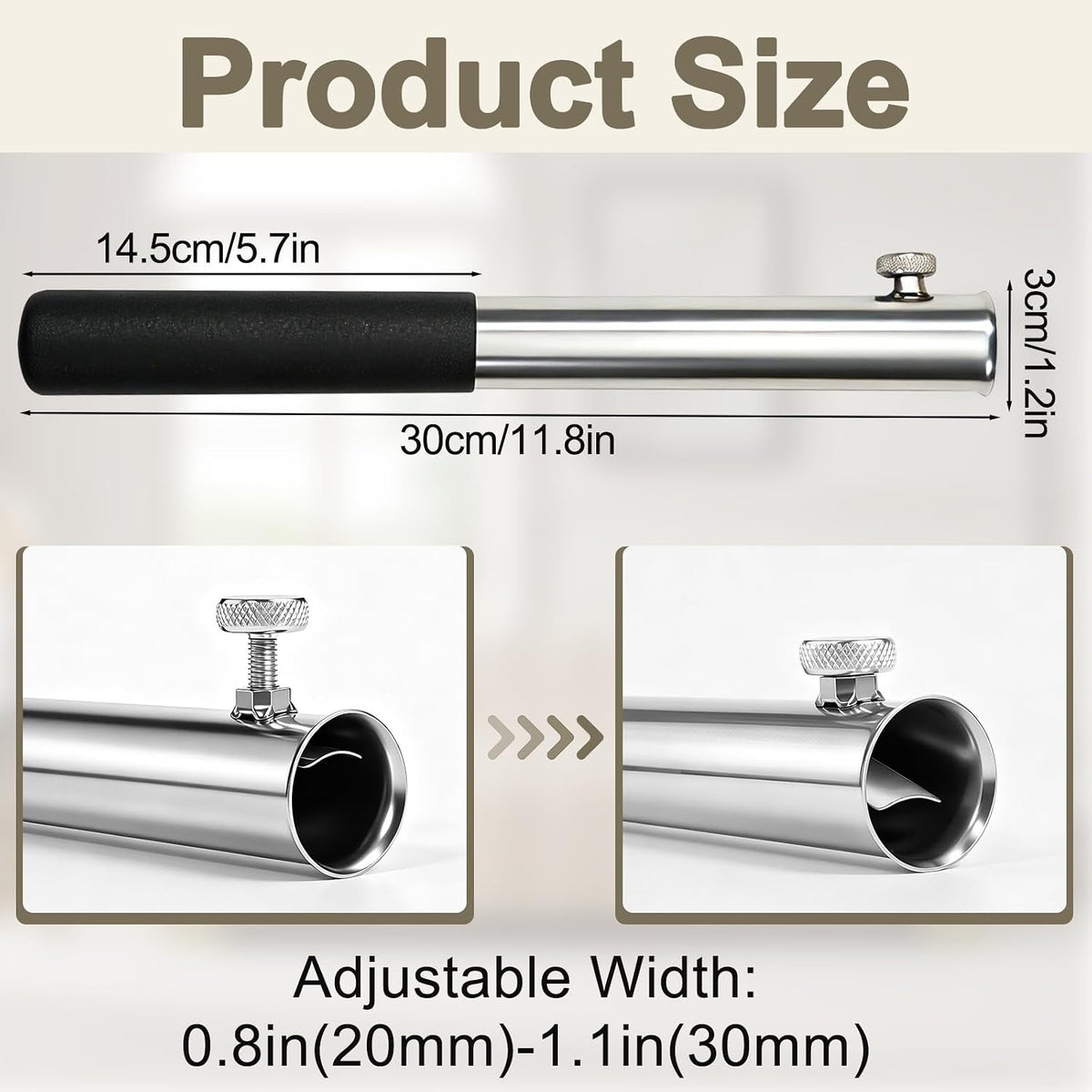 1Pcs Metal Recliner Handle Extender, Anti-Slip Foam Grip with Twist Locking Clamp, Universal Recliner Replacement Parts for Most Manual Recliners, Sofa Lounge Chairs(Black)