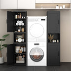 67" Tall Narrow Bathroom Storage Cabinet, Slim Metal Cabinet with Doors and Adjustable Shelves, Freestanding Pantry Organizer for Small Spaces, Bathroom, Kitchen, Laundry Room, Living Room, Black