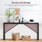 MAHANCRIS Console Table, 62.2" Long Sofa Table Behind Couch, Narrow Entryway Table, Farmhouse Dining Table with Angled Metal Frame, Industrial Console Table for Entryway, Black CTHB15801