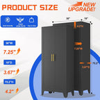 GAIOUS 75'' Tall Metal Garage Storage Cabinet, File Cabinet with 2 Doors and 5 Adjustable Shelves, Black Outdoor Steel Tool Cabinets for Home Office,Warehouse,Garage