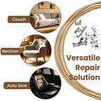 SOUJOY 131ft Upholstery Stay Wire for Sofa Furniture Springs, Paper Wrapped Wire 9 Gauge with 80 Clips, Couch Spring Repair Kit
