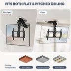 Motorized Ceiling TV Mount Flip Down with Remote for 37-75‘’ TVs, Black | Space Saving and Adjustabe, Fits Flat and Pitched Roof, Electric Drop Down TV Mount, Max VESA 600x400 mm, Max holds 99lbs