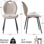 Dining Chairs Set of 4, Upholstered Living Room Chairs Modern Fabric Wingback Kitchen Chairs for Apartment Waiting Room, Khaki