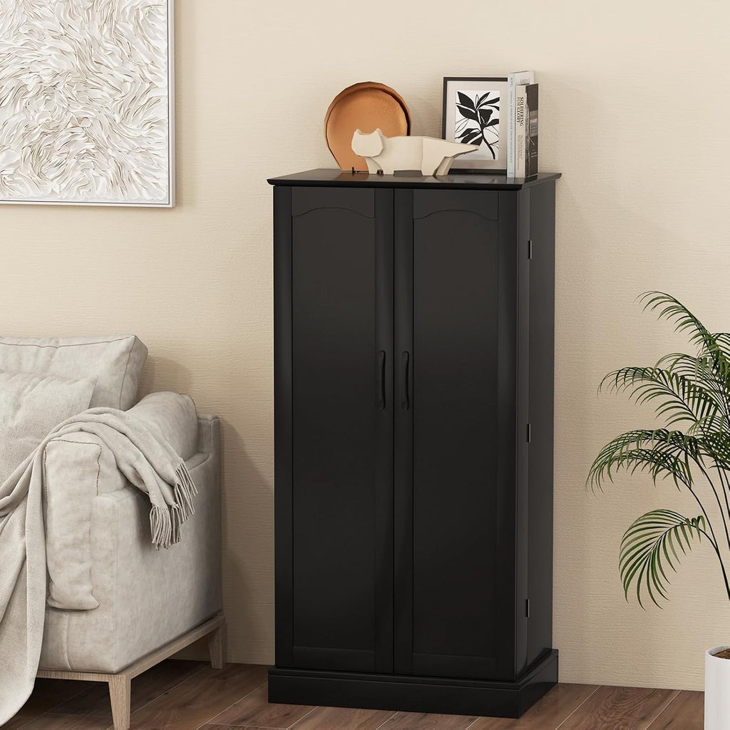 GiantexUK Kitchen Cupboard, Wooden Buffet Pantry Cabinet with 17 Shelves and 2 Doors, Multifunctional Storage Organizer for Living Room Dinning Room (Black, 60 x 40 x 120cm)