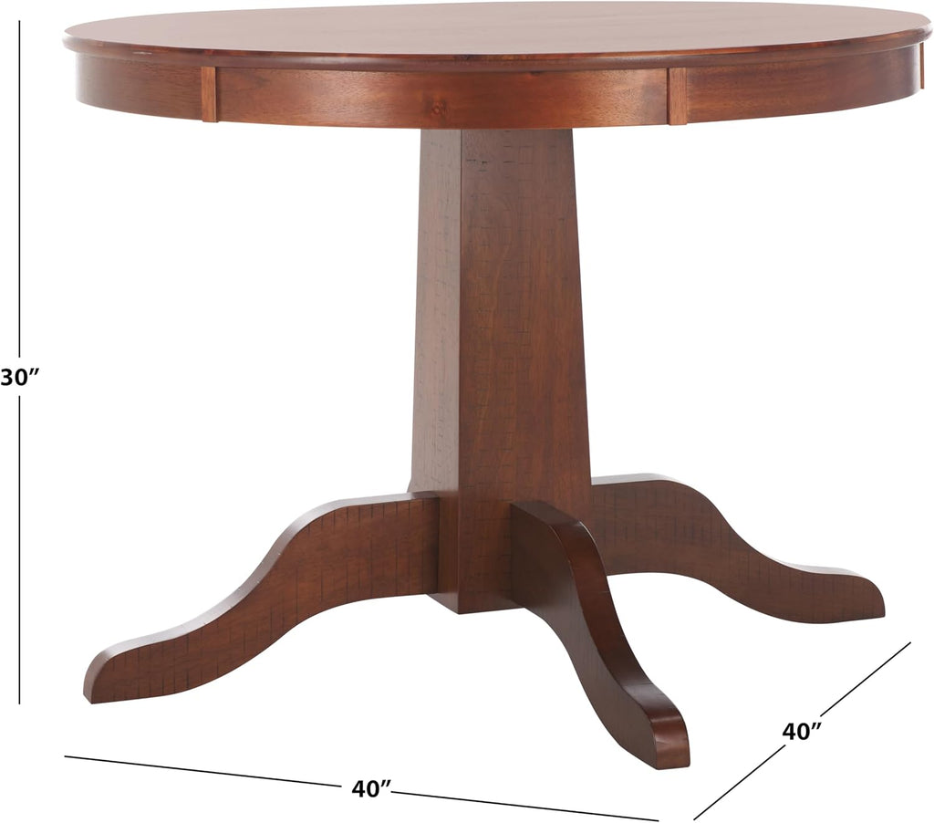 SAFAVIEH Home Collection - Sergio Rustic Cafe Brown Round Dining Table, Traditional Pedestal Design, Seats up to 4 (DTB9215A)