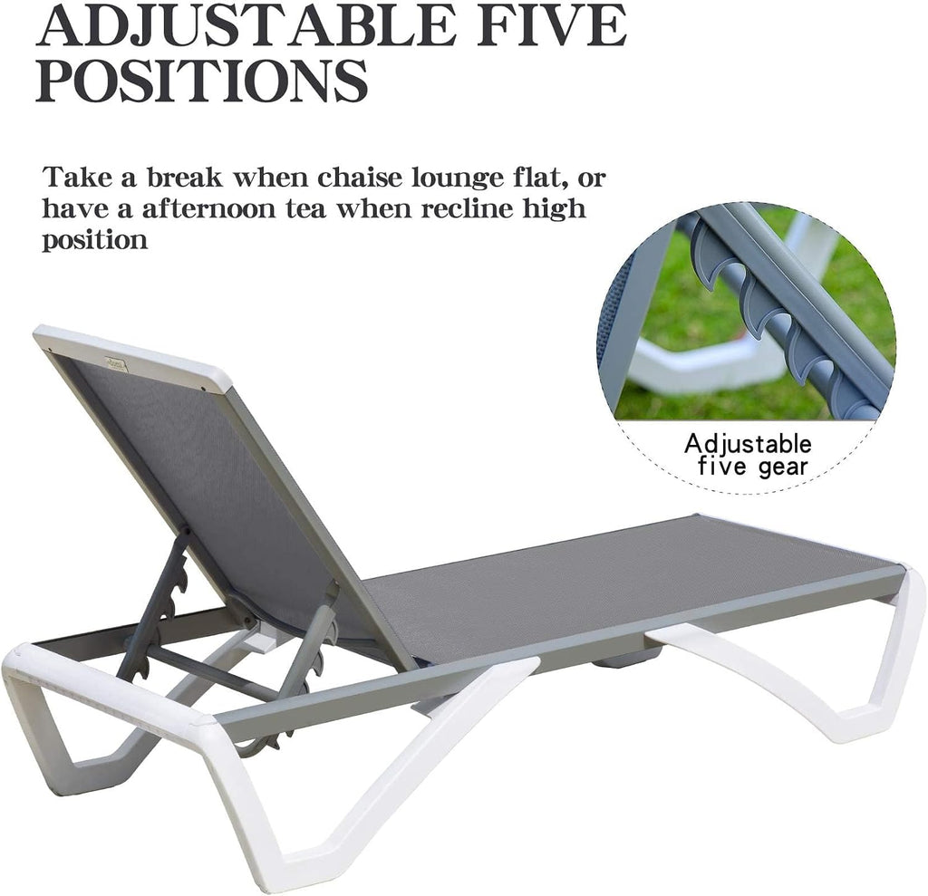 Domi Pool Patio Lounger Chair Chaise Lounge Chair Set of 4