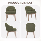 MALOL Dining Chairs Set of 4 with Lumbar Support,Fabric Upholstered Kitchen Chairs with Wooden Legs,Green