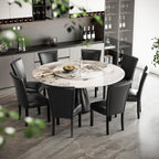 Set of 2 Black Dining Chairs, Modern Upholstered Parsons Chairs with Wooden Legs and Leather Finish, Ideal for Kitchen, Dining Room & Café