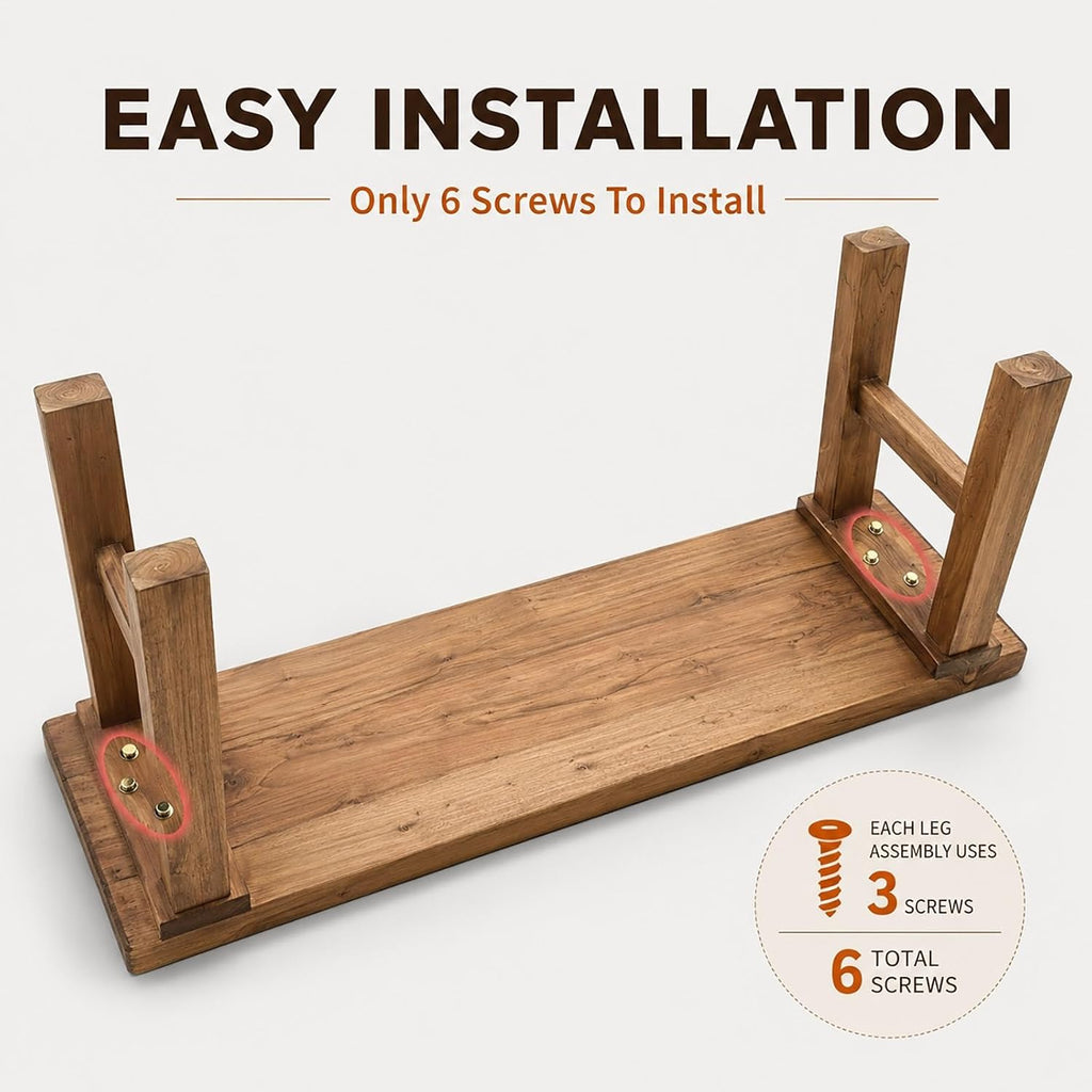 Narrow Bench For Entryway Skinny Hallway Shoe Benchs End Of Bed Slim Farmhouse Indoor Solid Wood Rustic Noodle Bench 19.6/39.3/62.9/70.8 In Length For Bedroom Living Room Kitchen(19.6x10.2x17.7in)