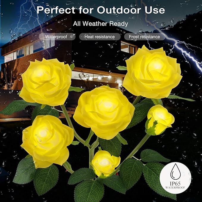 TYNLED Outdoor Solar Garden Stake Lights,Upgraded LED Solar Powered Light with 6 Rose Flowers, Waterproof Solar Decorative Lights for Patio Pathway Courtyard Garden Lawn
