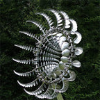 Magical Metal Windmill, Stainless Steel Windmill,Kinetic Metal Wind Spinners Garden Stake, 3D Wind Sculptures Move with The Wind Lawn Solar Wind Catcher Outdoor Patio Garden Decoration (SILVER-1PCS)