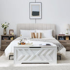 47.2” Storage Bench,Extra Large Wooden Storage Chest with 2 Safety Hinges,entryway Bench,Blanket Storage,Shoe Storage Bench for Entryway,Bedroom,Living Room,Easy Assembly. (White)