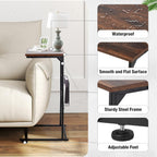 HOMREST End Table, Small Narrow Sofa Table for Couch and Recliner,C Shaped Side Table with Metal Storage Frame,Stable Coffee Tables for Living Room, Bedroom, Bedside,Wooden Desktop (Rustic Brown)