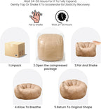 Flower Bean Bag Chair for Teens and Young Adults, Soft Faux Fur Floor Seating with Memory Foam, Aesthetic Room Decor Cozy Lounger for College Dorm, Khaki