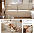 ELUCHANG 113" V-Shaped Modular Sectional Sofa Couch, Modern 7-Seat Comfy Linen Deep Seat Sofa with Corner, Removable Cover, Easy Assembly, Large Sofas & Couches for Living Room, Office, Beige