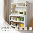 Kitchen Pantry Storage Cabinet with Shelf, Multi-Layer Metal Pantry Cabinet on Wheels, Modern Sideboard for Dining Room, Living Room