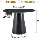 Round Dining Table for 4, 42 Inch Sintered Stone Dining Room Table, White and Black Small Kitchen Table with Stable Pedestal, Modern Marble Dining Table for Kitchen, Apartment, Restaurant