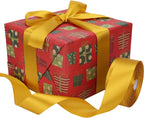 1-1/2 inch Golden Satin Ribbon 50 Yards Solid Fabric Ribbons Roll for Wedding Invitations, Bridal Bouquets, Sewing, Party Decorations, Gift Wrapping and More