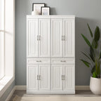 HomeStock Pantry Cabinets - 2 Piece Kitchen Storage Organizer - White Finish