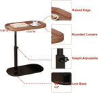 C Shaped Side Table Adjustable Height, 360° Swivel Couch End Table That Slide Under, Small C Shaped End Table for Sofa/Bed/Bathtub, Coffee TV Dinner Tray for Living Room, Bedroom, Bedside (Walnut)