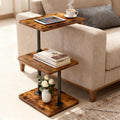 Swivel Side Table Adjustable Height, 3-Tier End Table with 360°Rotatable Tray, Space Saving Nightstand with Storage Shelf for Small Spaces, Living Room, Bedroom