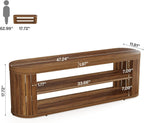 Tribesigns 47.2 in. 3-Tier Entryway Bench with Shoe Storage,Farmhouse Wooden Foyer Bench with Adjustable Foot Pads,End of Bed Bench for Hallway,Bedroom,Entryway (Brown)