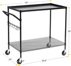 WDT 2-Tier Utility Cart with Wheels, Metal Cart with 1000LBS Capacity, NSF Heavy Duty Rolling Cart, Commercial Grade Serving Tool Storage Carts for Warehouse Garage Kitchen, 24"D x 40"W x 39"H, Black
