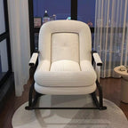 Oversized Rocking Chair with Cushion, Modern Accent Rocking Chair with Armrests, Recliner Chair with Footrest, Backrest with Five-Position Adjustment for Bedroom Living Room(Off-White)
