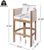 Merax Outdoor Bar Stools Set of 4, Rope Rattan Patio Barstools with Footrest and Cozy Cushions, Outdoor Acacia Wood Counter Height Bar Stools for Garden Backyard Pool Bar Chairs, Beige