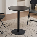 Round Dining Table 24" Circle Tulip Table with Metal Thickened Tabletop & Sturdy Metal Pedestal Mid Century Modern Leisure Bistro Kitchen Tables 2 People Small Places Living Room Cafe,Black