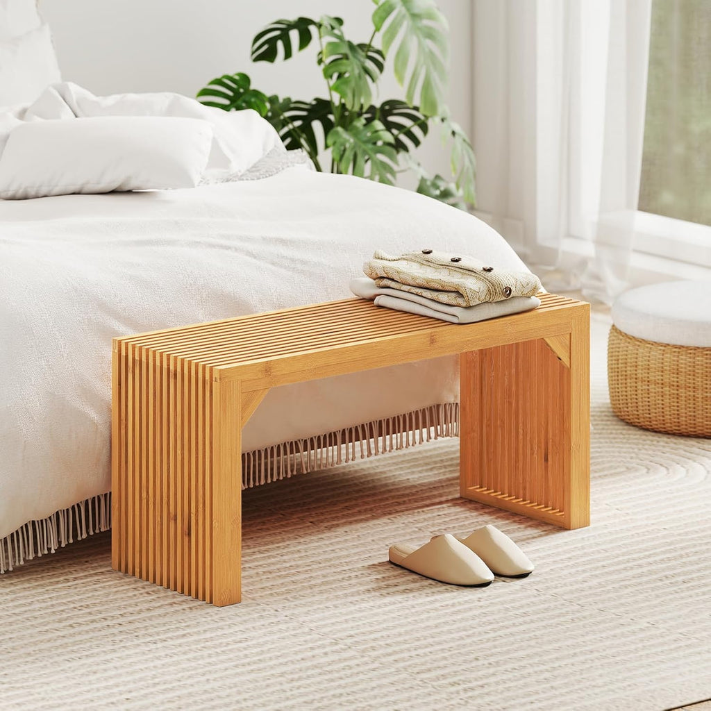 Giantex 36" Bamboo Dining Bench, 660Lbs Capacity, 2-Person Kitchen Table Bench for Living Room, Bedroom, Bathroom, Entryway Hallway, Front Door, End of Bed, Indoor Outdoor Use, 1 Pack