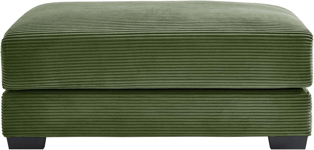 mikibama Corduroy Upholstered Ottoman Bench for Living Room,46" x 33" Sofa Ottomans,Modern Sofa Stool,Serves as Extra Seating Bench in Bedroom,Entryway (Green, Ottoman)