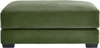 mikibama Corduroy Upholstered Ottoman Bench for Living Room,46" x 33" Sofa Ottomans,Modern Sofa Stool,Serves as Extra Seating Bench in Bedroom,Entryway (Green, Ottoman)