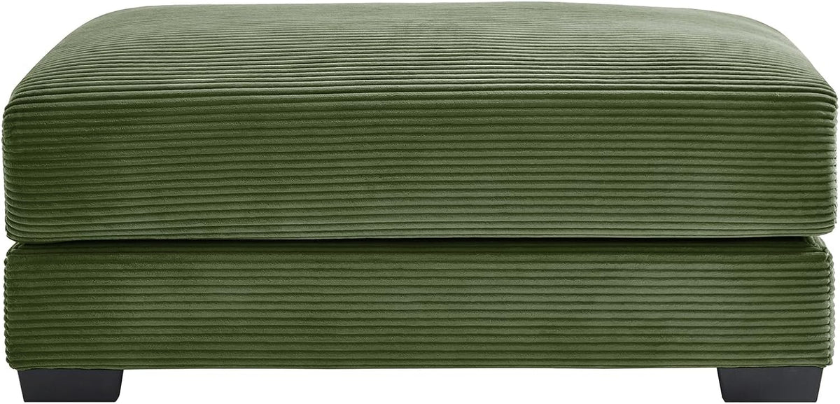 mikibama Corduroy Upholstered Ottoman Bench for Living Room,46" x 33" Sofa Ottomans,Modern Sofa Stool,Serves as Extra Seating Bench in Bedroom,Entryway (Green, Ottoman)