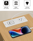 TUTOTAK Small End Table with Charging Station, Narrow Side Table with USB Ports and Outlets, Skinny Sofa Table, Slim Nightstand, Living Room, Bed Room, Natural TB01BN060