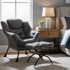 Tiita Lazy Chair, Gray Modern Large Accent Armchair, Comfy Leisure Sofa Reading Chair for Bedroom, Living Room, Dorm Rooms, Garden and Courtyard, Dark Grey