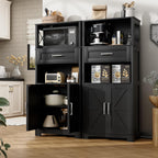 kepptory 55" Tall Farmhouse Kitchen Pantry Cabinet, Rustic Wood Storage Cupboard with Doors, Shelves & Drawer, Ash Grey for Kitchen & Dining Room