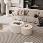 Brilluxa Nesting Coffee Table Set of 2, Vertical Stripe Design, Beige | Two-Piece Nesting Tables with Vertical Stripe Detailing for Living Rooms and Bedrooms