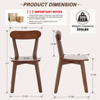 HNY Farmhouse Solid Wood Dining Chairs Set of 6, Mid Century Modern Armless Kitchen & Dining Room Chairs with Curved Back, 300 LBS Capacity, Walnut for Home, Apartment